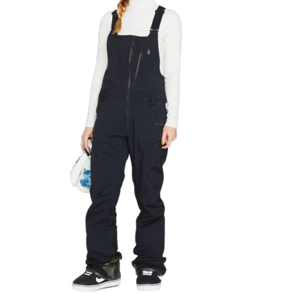 Volcom Women's Black Stretch Gore Swift Bib Overall Shell Snowboard Pants Sz L - Picture 1 of 15